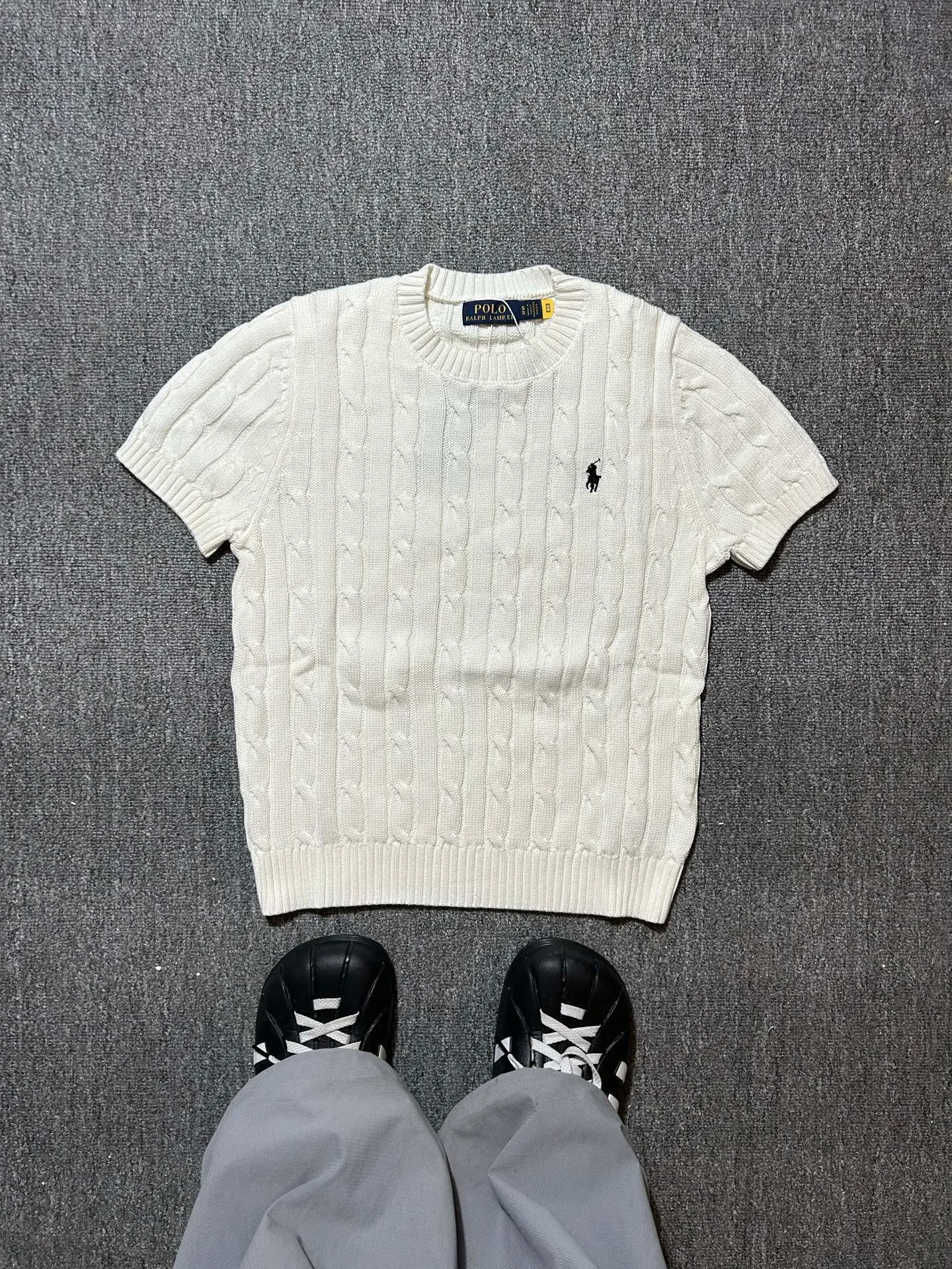 P160 Polo Ralph Lauren SS23 solid color logo embroidered sweater, official website logo on the collar. Scan the QR code to enter the official website and compare the quality at will. Size: XS-L